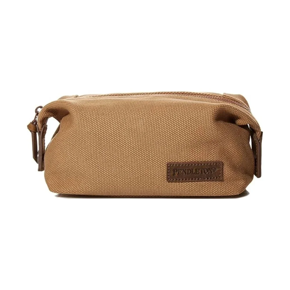 Pendleton Harding Travel Pouch — Highland Peak Tan Canvas Wool Zip Bag NWT